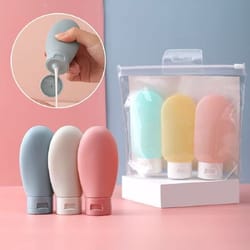 portable travel essentials silicone lotion squeeze tube, empty shampoo bottle for on-the-go
