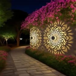 led solar lights for garden, fence lights with cut-out design for outdoor wall and step illumination