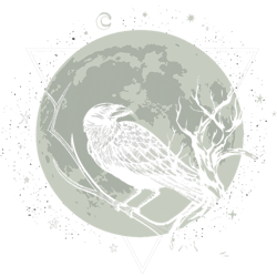 crow moon black crow bird animal with moon