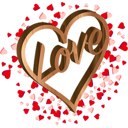 heart with love greeting in wood look for valentines day