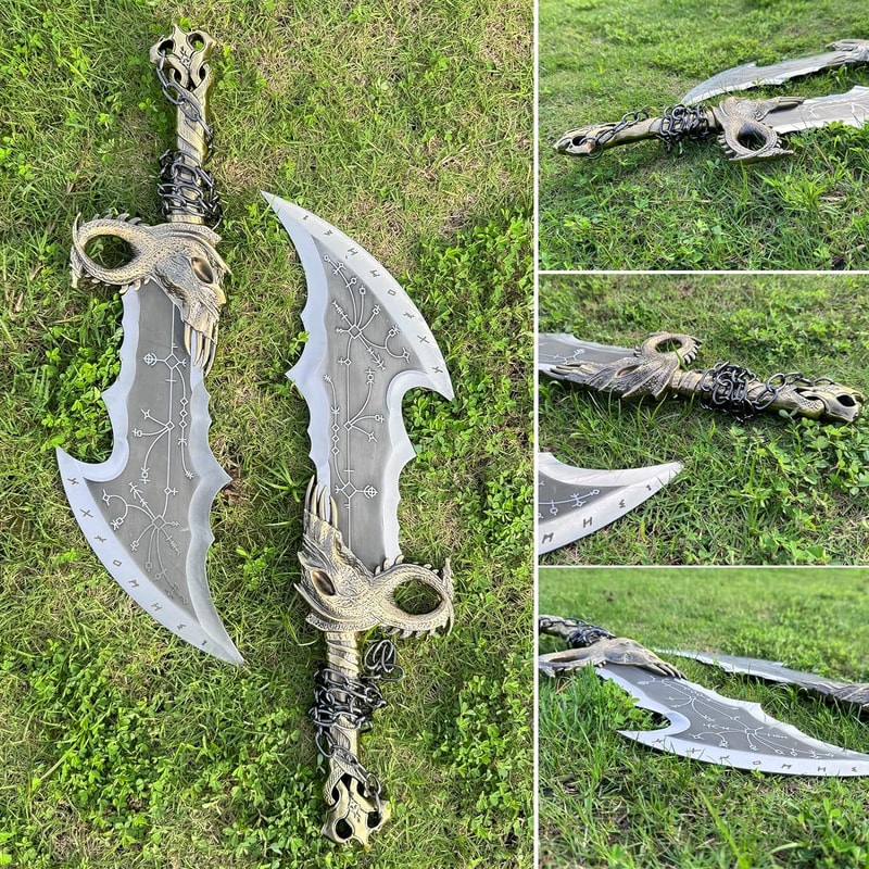 Godofwarcosplaypropweaponkratos chaosblademadeofmetalonesetoftwo badesofchaoswith