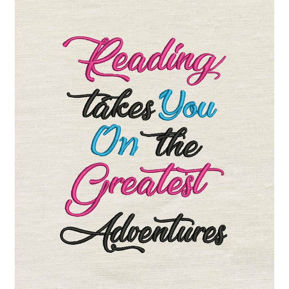 Reading Takes You Embroidery Design 3 Sizes INSTANT D0WNL0A 0