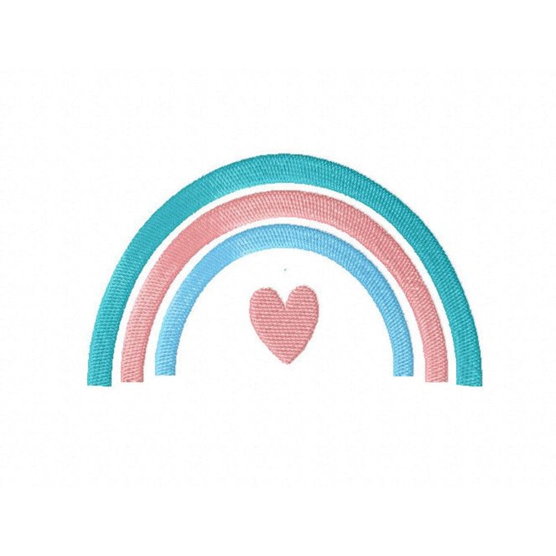 Rainbow With Heart Embroidery Design INSTANT D0WNL0AD 0