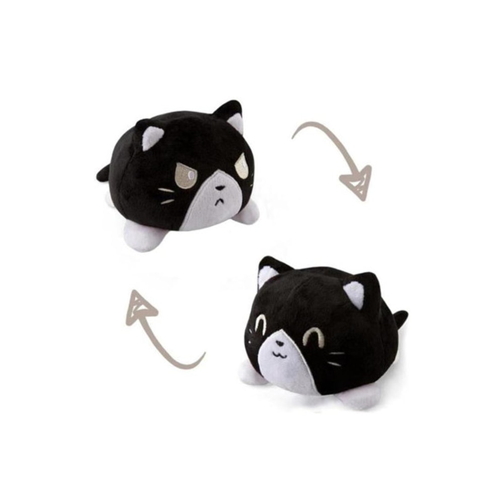 Super Cute Reversible Cartoon Cat Plushie Gray Black