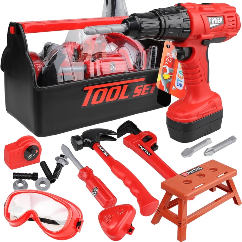 Childrens Tool Set With Electric Toy Drill Kids Power Tool Kit For Toddler Boys Girls 1