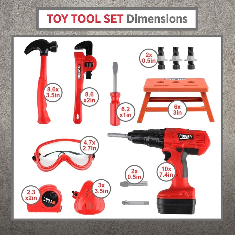 Childrens Tool Set With Electric Toy Drill Kids Power Tool Kit For Toddler Boys Girls 4