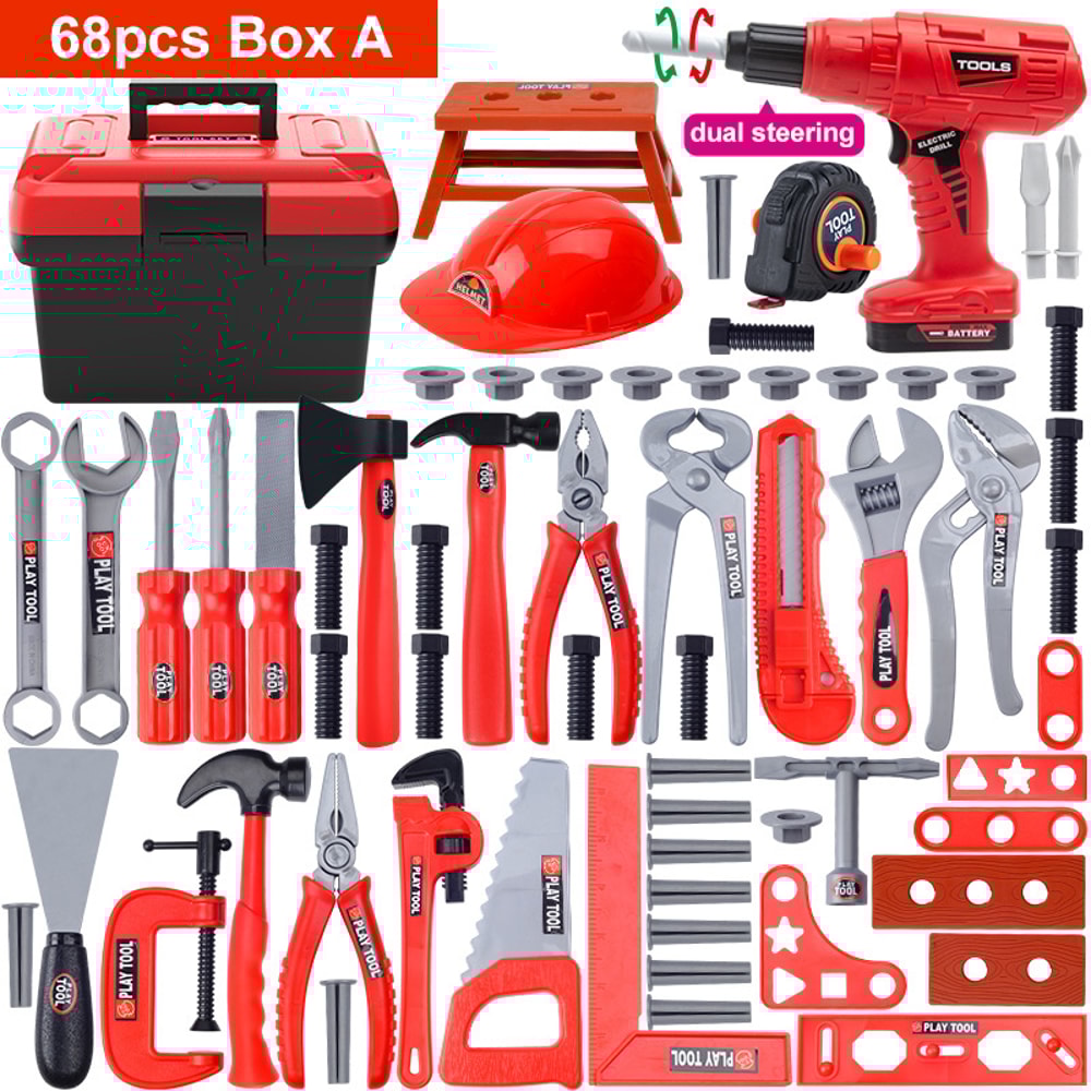 Childrens Tool Set With Electric Toy Drill Kids Power Tool Kit For Toddler Boys Girls 7