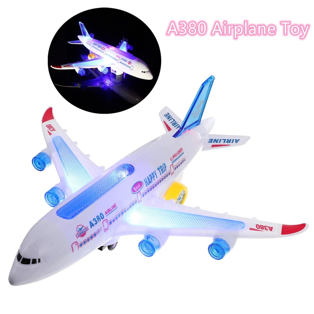 Electronic Aeroplane Toy With Music Autopilot Flash Sound Automatic Rotation Plane Educational Gi