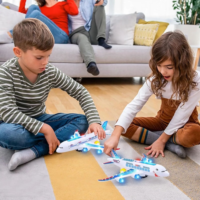 Electronic Aeroplane Toy With Music Autopilot Flash Sound Automatic Rotation Plane Educational Gi