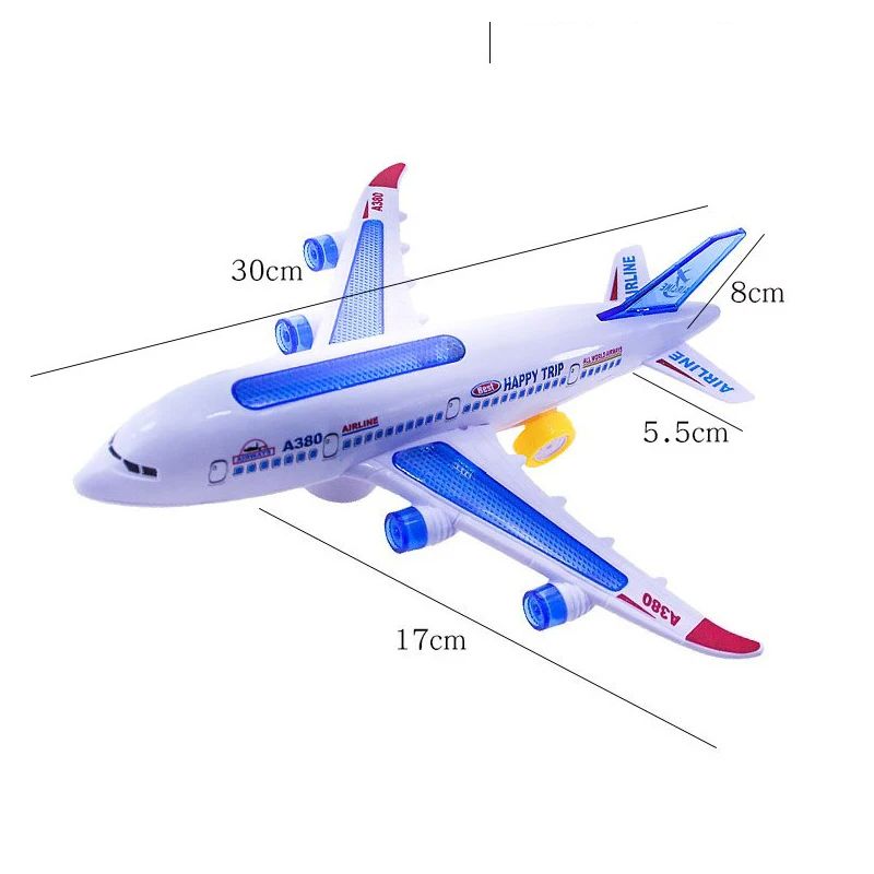 Electronic Aeroplane Toy With Music Autopilot Flash Sound Automatic Rotation Plane Educational Gi