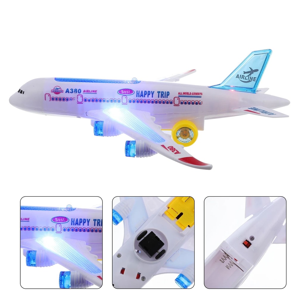 Electronic Aeroplane Toy With Music Autopilot Flash Sound Automatic Rotation Plane Educational Gi