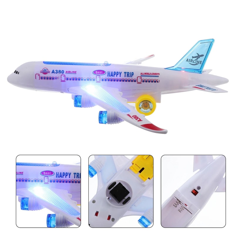 Electronic Aeroplane Toy With Music Autopilot Flash Sound Automatic Rotation Plane Educational Gi