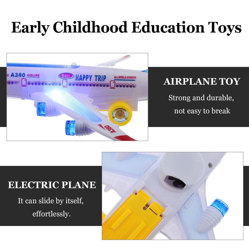 Electronic Aeroplane Toy With Music Autopilot Flash Sound Automatic Rotation Plane Educational Gi