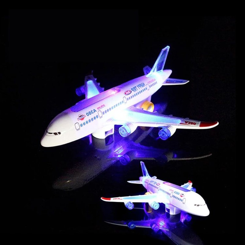 Electronic Aeroplane Toy With Music Autopilot Flash Sound Automatic Rotation Plane Educational Gi