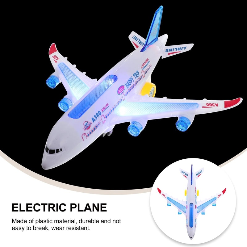 Electronic Aeroplane Toy With Music Autopilot Flash Sound Automatic Rotation Plane Educational Gi