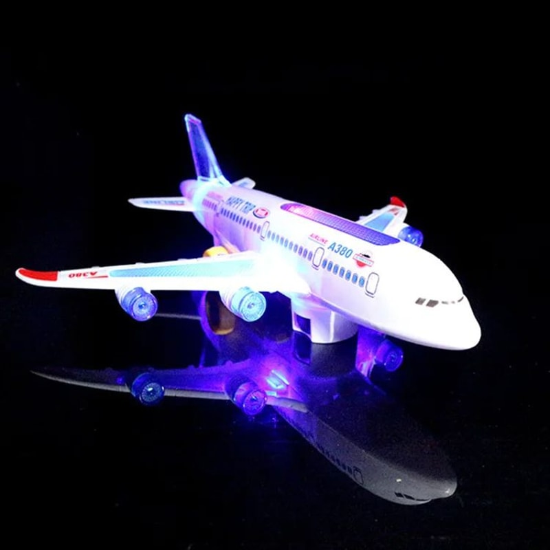 Electronic Aeroplane Toy With Music Autopilot Flash Sound Automatic Rotation Plane Educational Gi
