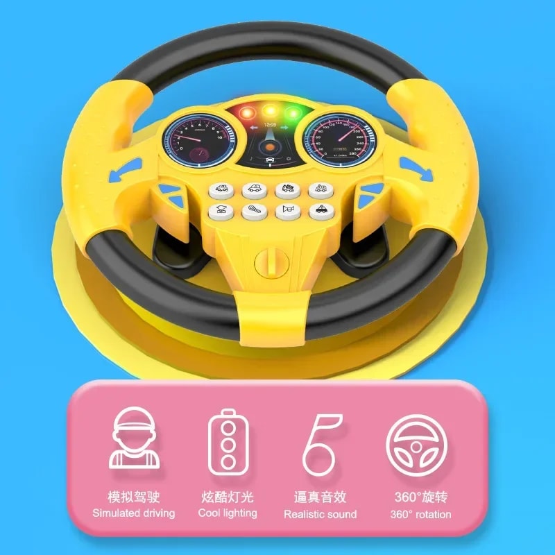 Infant Shining Simulation Steering Wheel Toy Kids Early Education Stroller Toy With Sound Effects 2