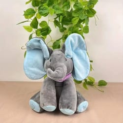 cute singing elephant stuffed animal toy, interactive plush for baby gifts & peekaboo play
