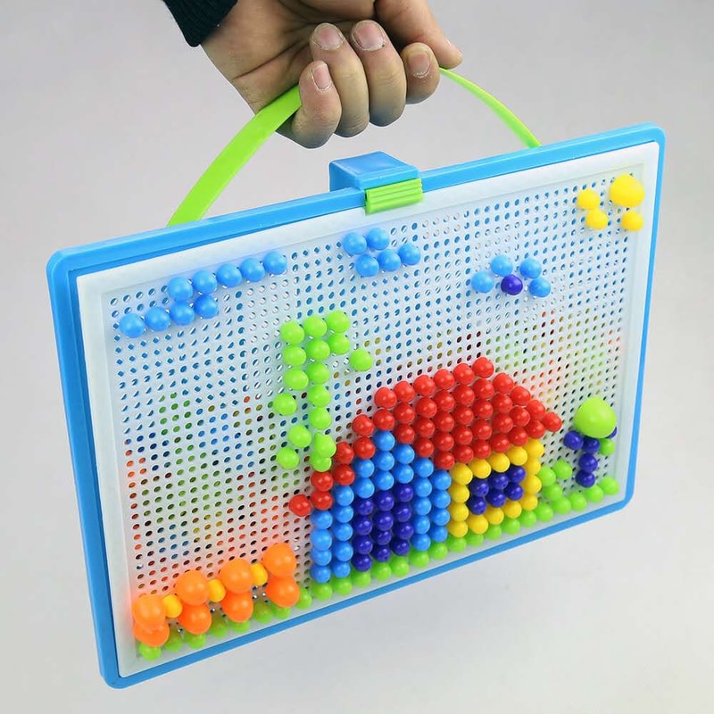 3D Puzzle Games for Kids BoxPacked Grain Mushroom Nail Beads Intelligent Educational Toys