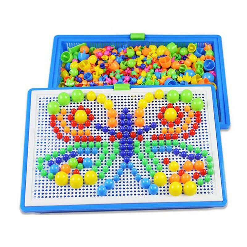 3D Puzzle Games for Kids BoxPacked Grain Mushroom Nail Beads Intelligent Educational Toys