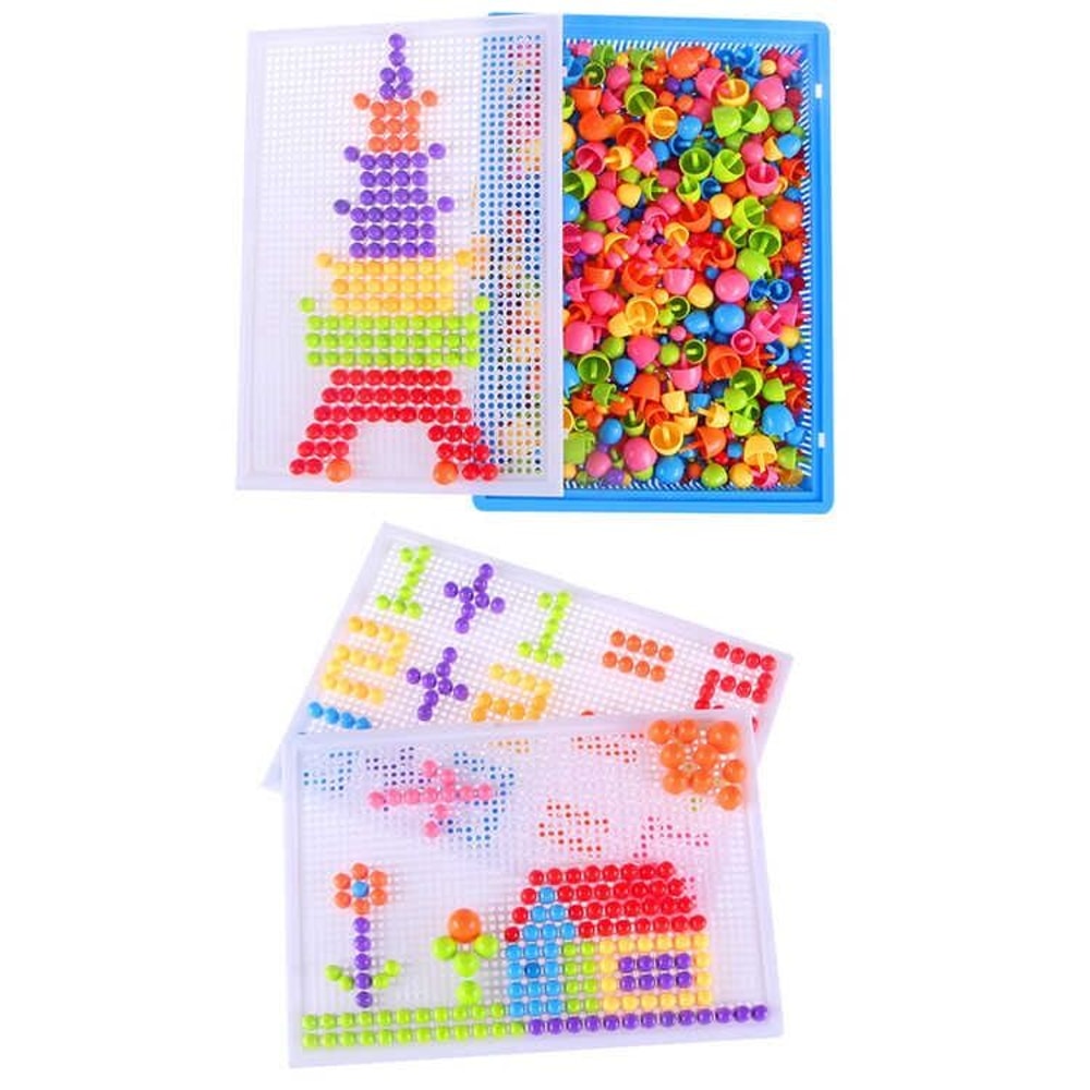 3D Puzzle Games for Kids BoxPacked Grain Mushroom Nail Beads Intelligent Educational Toys