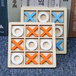 solid wooden tic tac toe board game, classic strategy fun for kids & family, ideal for backyard & travel entertainment
