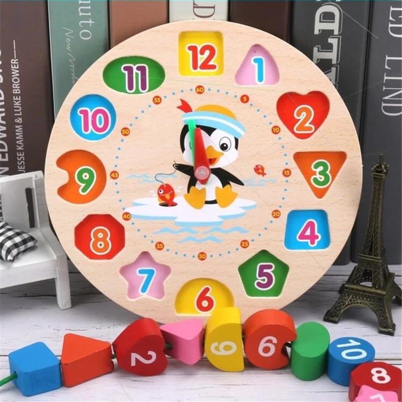 Children Educational Clock Puzzle Cartoon Animal Tangram Toy for Early Learning Cognitive Developm