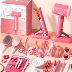 kids haircut kit set with hair dryer, scissors, and pretend play accessories, educational toy for girls birthday gifts