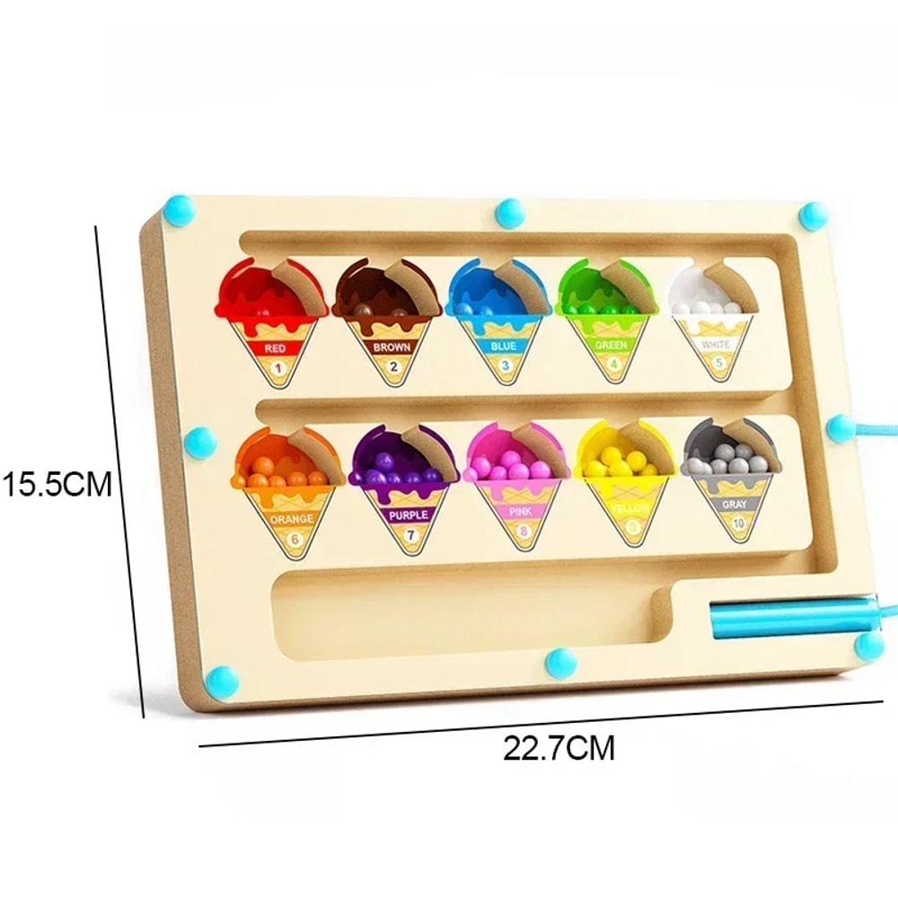 Montessori Magnetic Color Sorting Maze Board Educational Wooden Bead Games For Kids 5