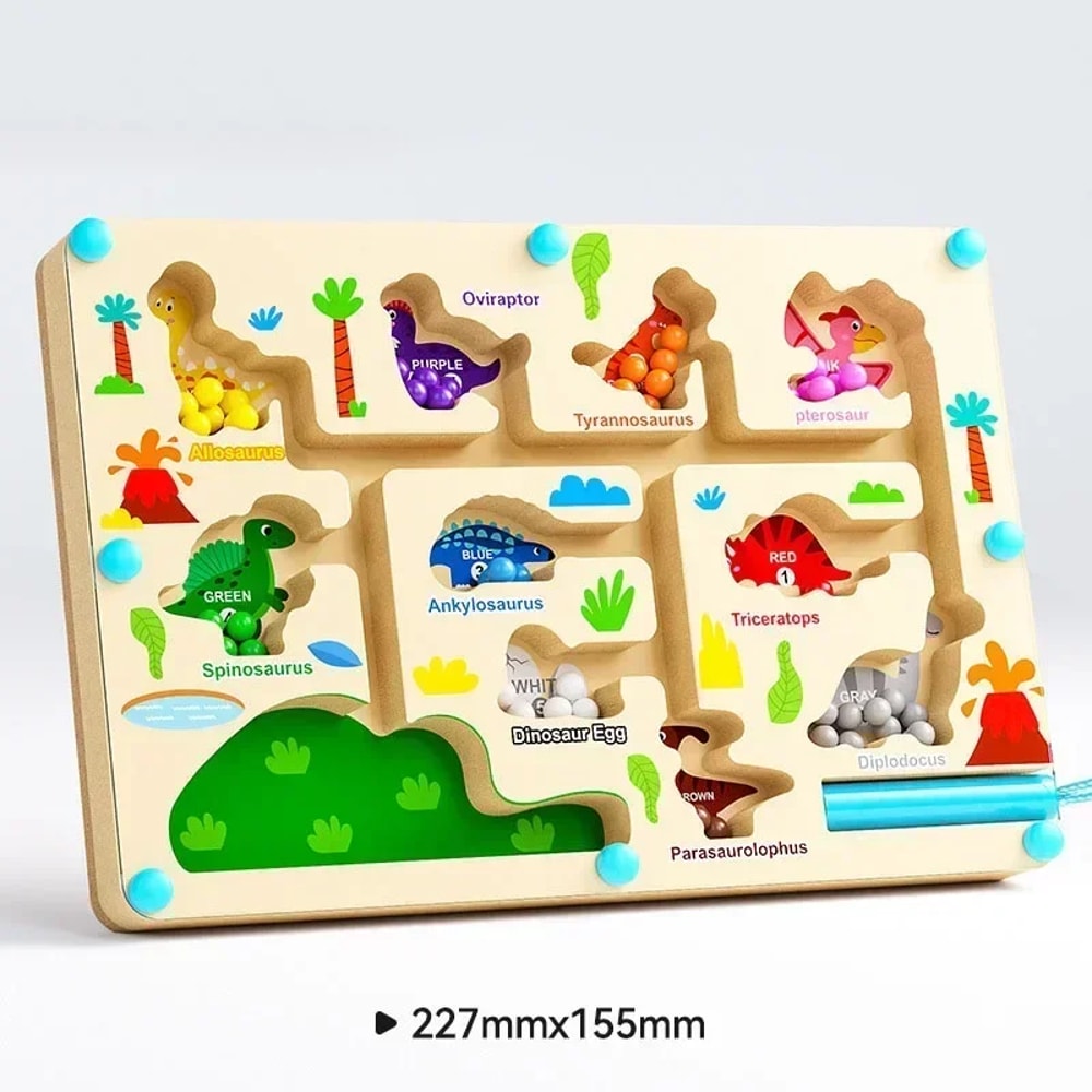 Montessori Magnetic Color Sorting Maze Board Educational Wooden Bead Games For Kids 7