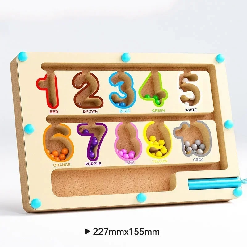 Montessori Magnetic Color Sorting Maze Board Educational Wooden Bead Games For Kids 10