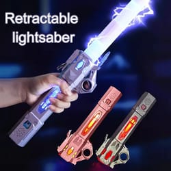telescopic music laser sword, colorful glowing light sword toy with rotating decompression for kids & adults