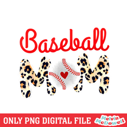 baseball mom white design leopard heart sport png, mother day png, digital download