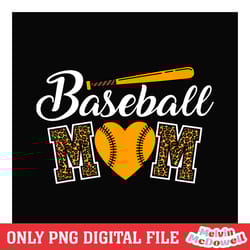baseball mom leopard heart sport bat png, mother day png, digital download