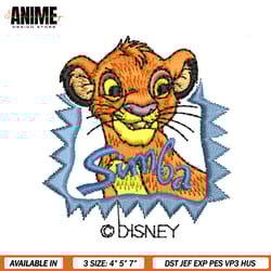 the lion king simba iron on embroidery, embroidery machine files