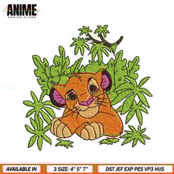 the lion king simba in the jungle embroidery, embroidery design