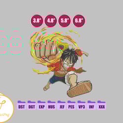 luff monkey anime embroidery design, anime embroidery design 210