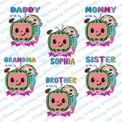 personalized coco melon birthday svg png,customized cocomelon birthday svg,custom personalize birthday family matching,w