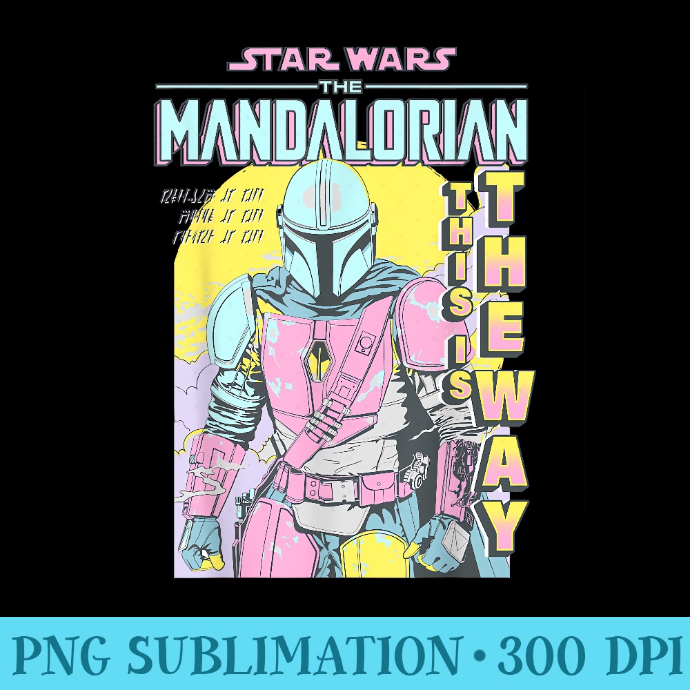 Star Wars The Mandalorian This Is The Way Neon Comic - Stylish Shirt PNG - Capture Imagination with Every Detail