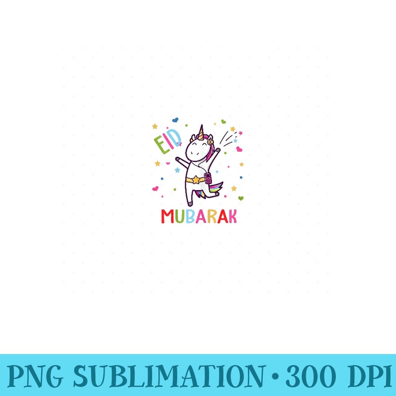 Cute Dancing Unicorn Eid Mubarak Muslim - Unique Sublimation patterns - Vibrant and Eye-Catching Typography
