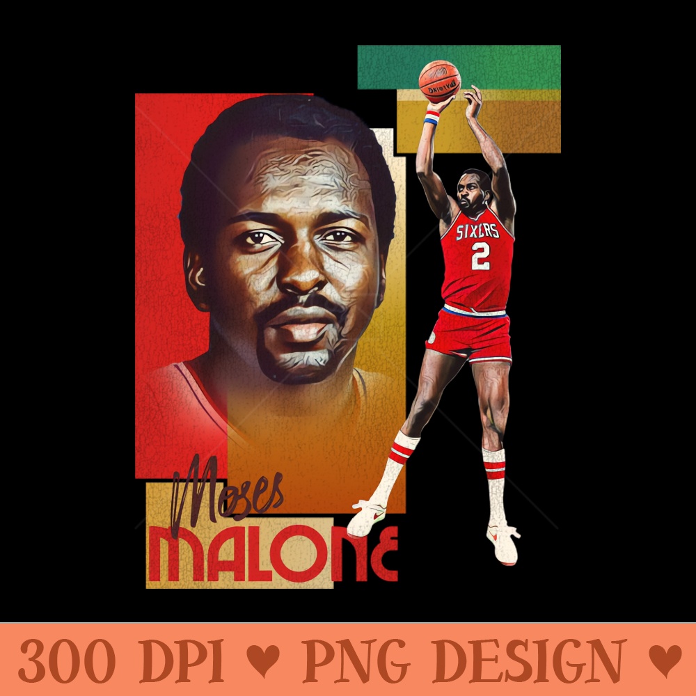 Retro Moses Malone Basketball Card - PNG graphics - Trendsetting And Modern Collections