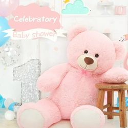 35.4 Giant Teddy Bear Soft Stuffed Animals Plush Big Bear Toy, Pink