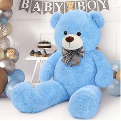 Giant Teddy Bear 55" Large Stuffed Animals Plush Toy , Blue