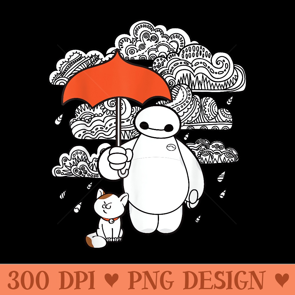 Disney Big Hero 6 Baymax Patterned Rain Clouds Portrait - Digital PNG Artwork - Eco Friendly And Sustainable