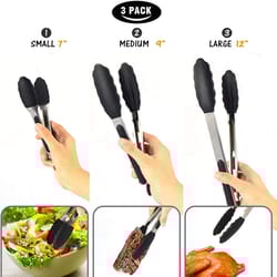 7/9/12inch silicone kitchen bbq tongs stainless steel locking cooking tongs with silicone tips non-slip food tongs