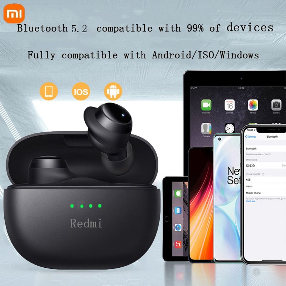Wireless Sports Earbuds Xiaomi Redmi Bluetooth 52 Headphones Compact Charging Case Sweatproof Desi 5