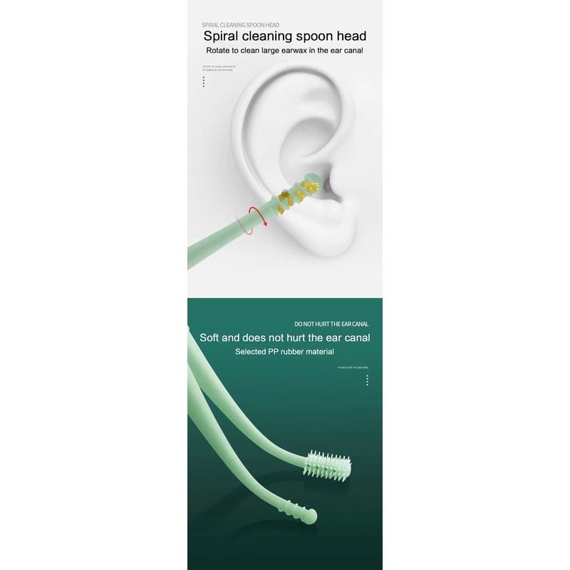 Spiral Ear Cleaner Tool Soft Silicone DoubleEnded Earpick For Safe Wax Curette Remover 10