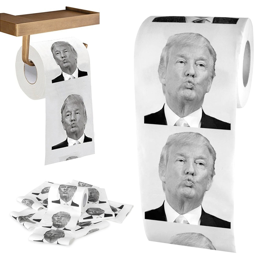 Donald Trump Roll Tissue Fun Prank Joke Toilet Paper Nontoxic Dustless Gag Gift