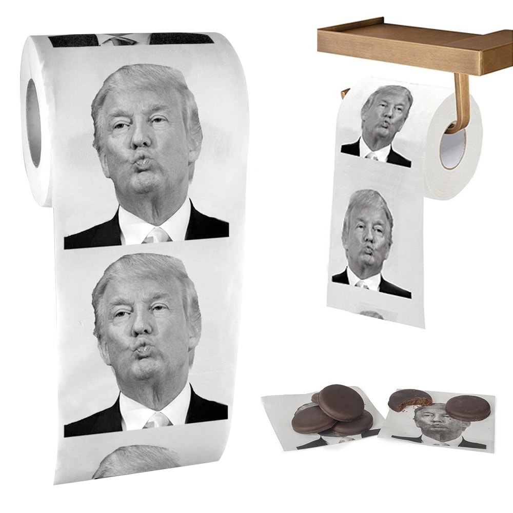 Donald Trump Roll Tissue Fun Prank Joke Toilet Paper Nontoxic Dustless Gag Gift