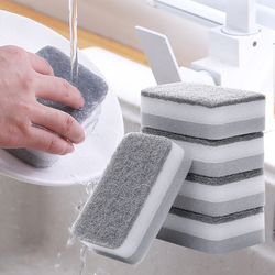 multi surface cleaning sponges,dual sided dishwashing pads with scrubber for pots,pans & countertops kitchen essentials